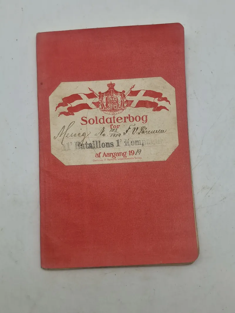 Original dansk soldater bog fra 1919
