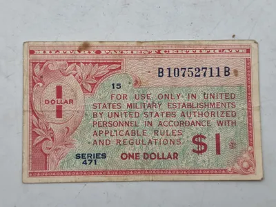 Original amerikansk 1 dollar seddel til militær anvendelse