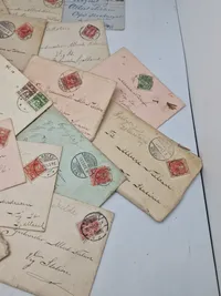 Samling Danske breve med frimærker og indhold, start 19 tallet