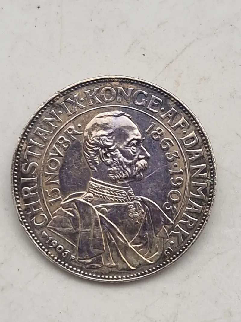 Original dansk jubilæumsmønt af sølv