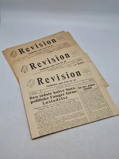 Originale eks. af avisen “Revision” som var kendt for at støtte danske Frikorps folk