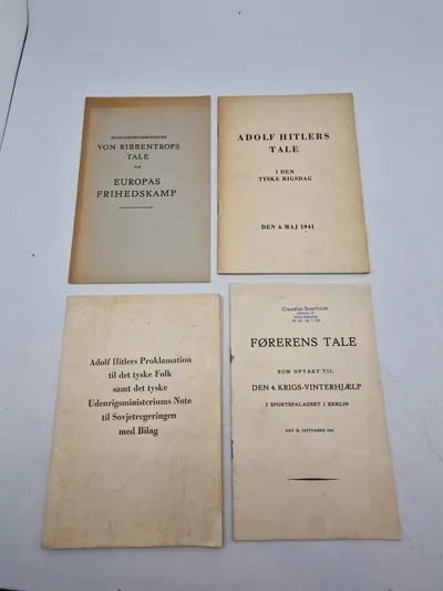 Originale eks. af bla Førerens tale mm.