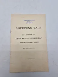 Originale eks. af bla Førerens tale mm.