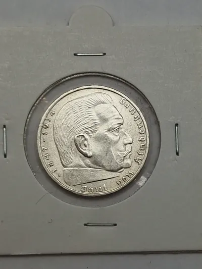 Tysk 2 Mark 1939 Med Hagekors - Sølv