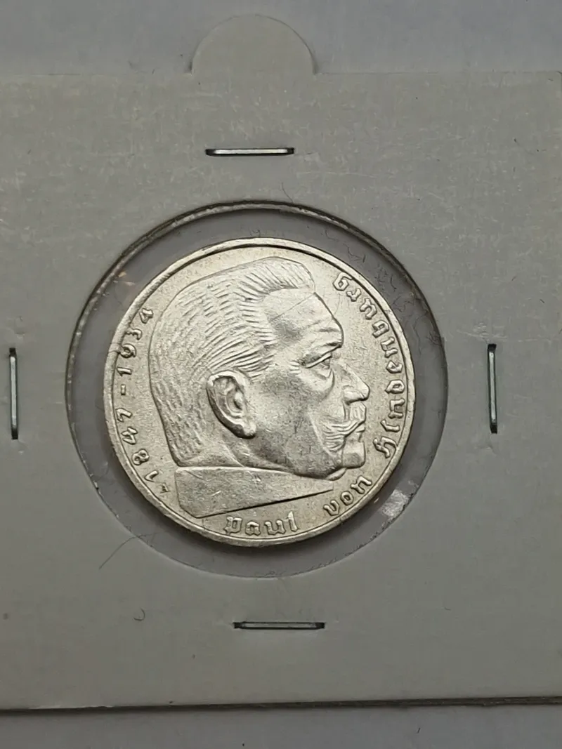 Tysk 2 Mark 1939 Med Hagekors - Sølv