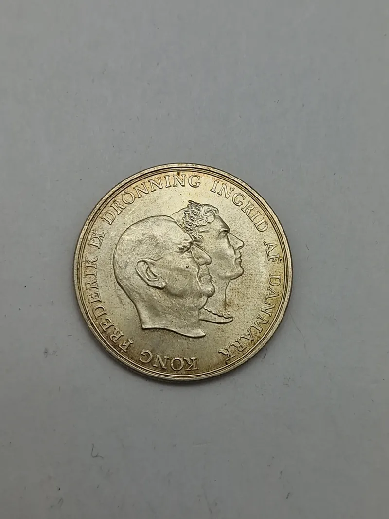 DK Sølv Mønt 5 Kr 1960 - Frederik & Ingrids