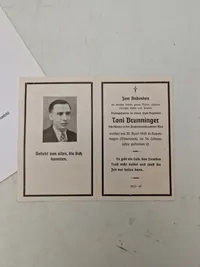 Originalt tysk “dødskort” fra ww2 med info (begravet i dk)
