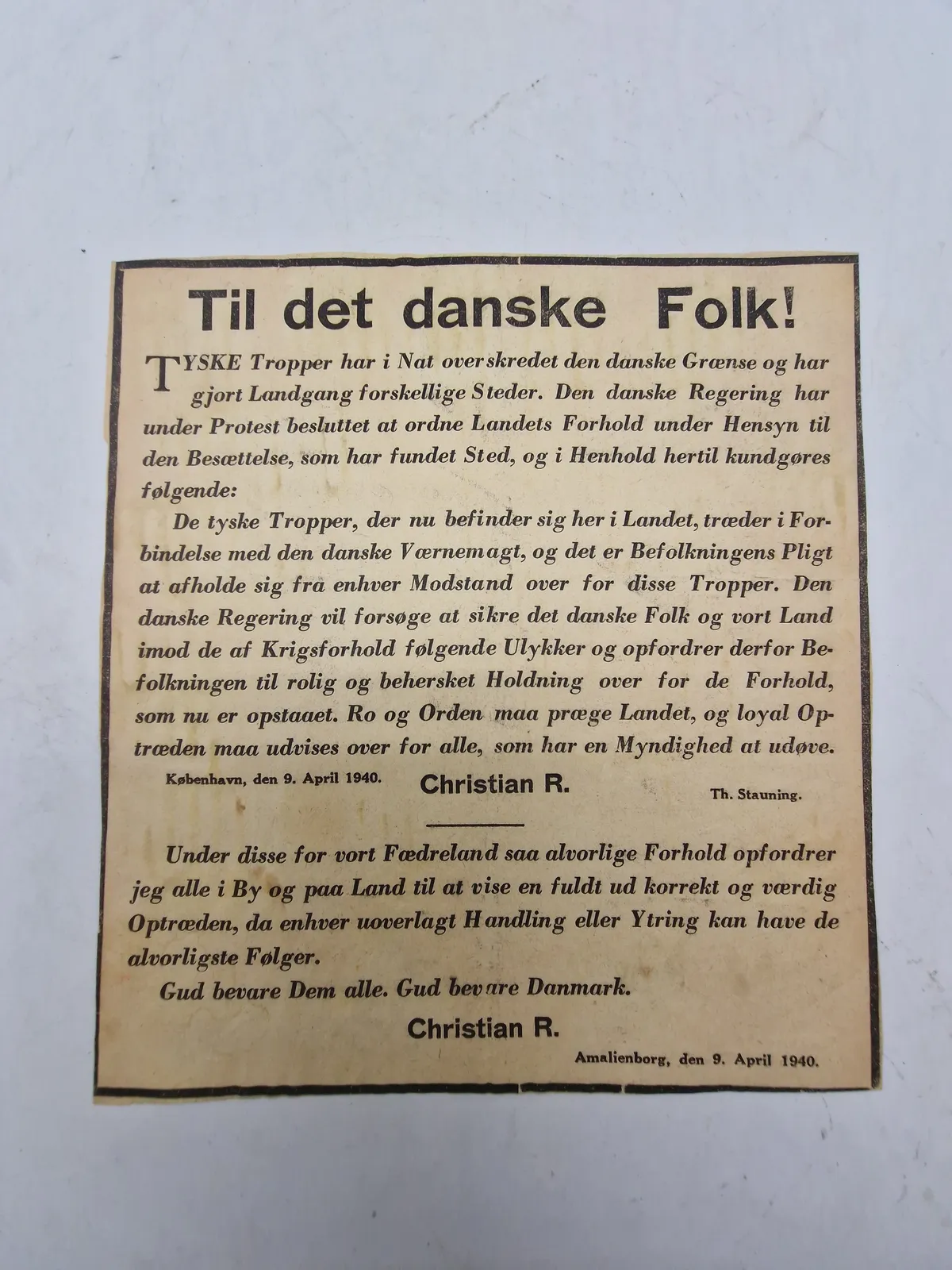 Original 9 april løbeseddel