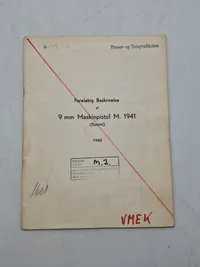 Foreløbig beskrivelse af 9 mm maskinpistol M. 1941