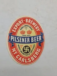 Original ølmærkat - bemærk det omvendte swastika