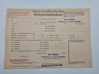 Originalt kriegsurlaubsschein - ww2