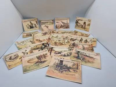 Samling ældre billeder/kort med bl.a. jagtmotiver
