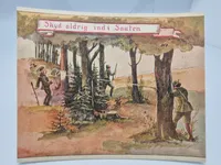 Samling ældre billeder/kort med bl.a. jagtmotiver