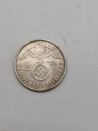 Original 2 Reichmark fra 1937 af sølv