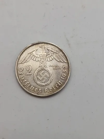 Original 2 Reichmark fra 1937 af sølv