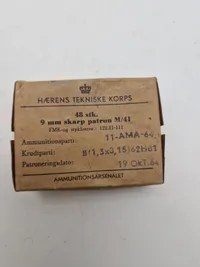 Samling originale danske ammunitions æsker