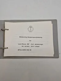 Midlertidig betjeningsvejledning for Land-Rover, 88, 4x4, personvogn, let terræn, 24 V, diesel