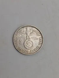 Original 2 Reichmark af sølv, 1938