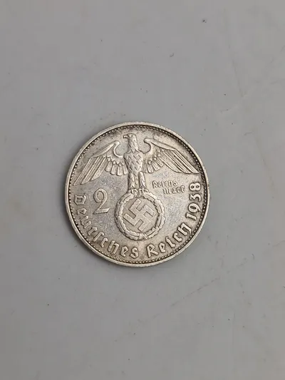 Original 2 Reichmark af sølv, 1938