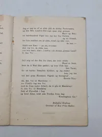 Original sangbog med bl.a. befrielses sange, samt billet til bal på KFUM