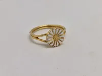 Original Georg Jensen marguerit fingerring, emalje og forgyldt sterlingsølv