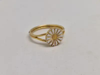Original Georg Jensen marguerit fingerring, emalje og forgyldt sterlingsølv
