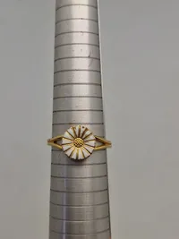 Original Georg Jensen marguerit fingerring, emalje og forgyldt sterlingsølv