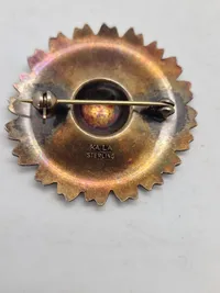 Original Georg Jensen marguerit broche, emalje og sterlingsølv