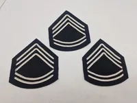 Lot originale gradstegn og baretmærker fra den Kongelige livgarde, blå vagtuniform mm.