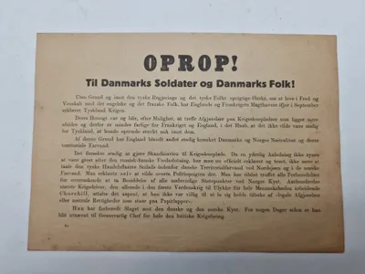 Originalt Oprop - nedkastet over Danmark 9 april 1940