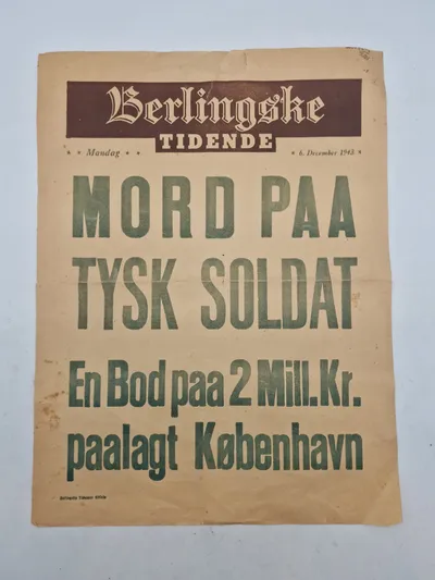 Original dansk spiseseddel - ww2