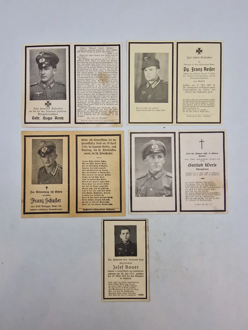 Lot originale tyske dødskort, ww2