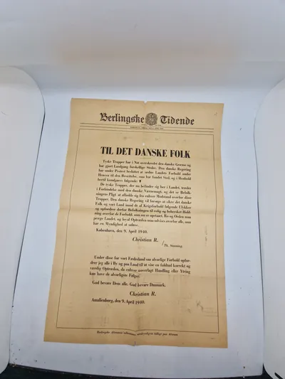 Original flyer fra besættelsen af Danmark 9.april 1940