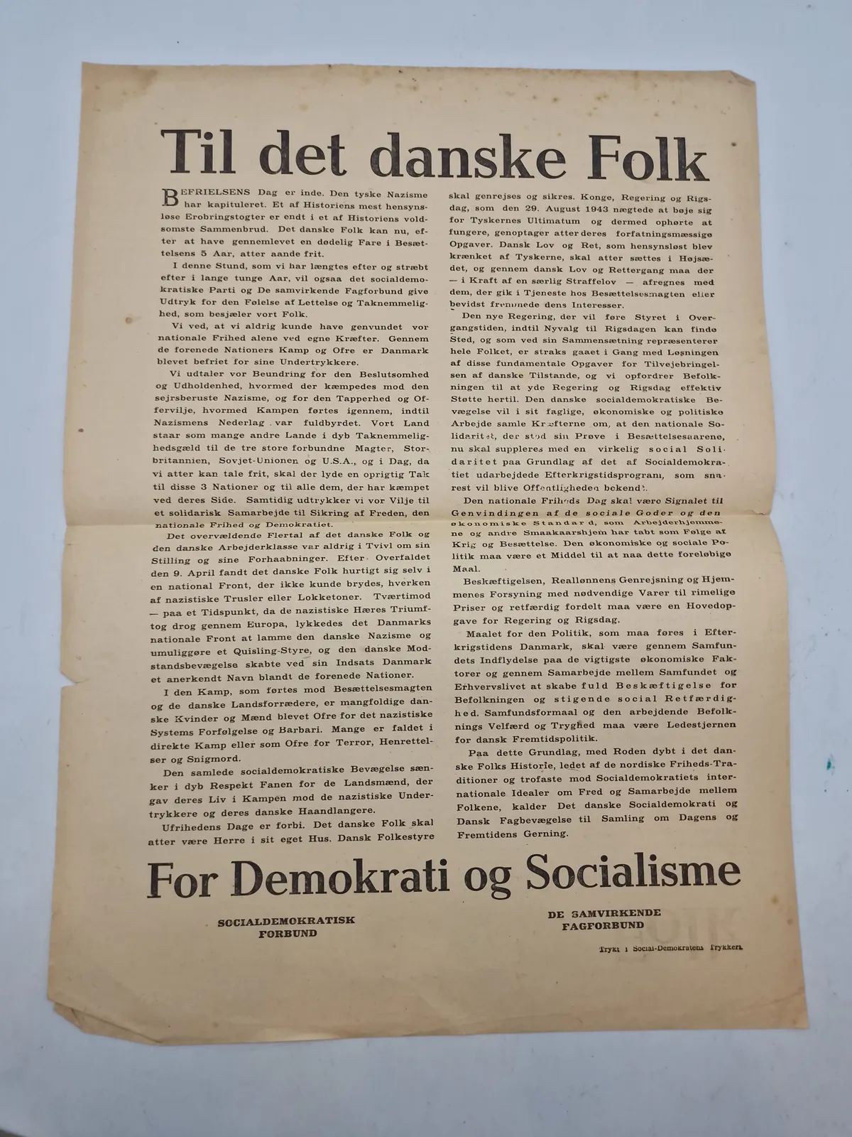 Original flyer fra befrielses dagene