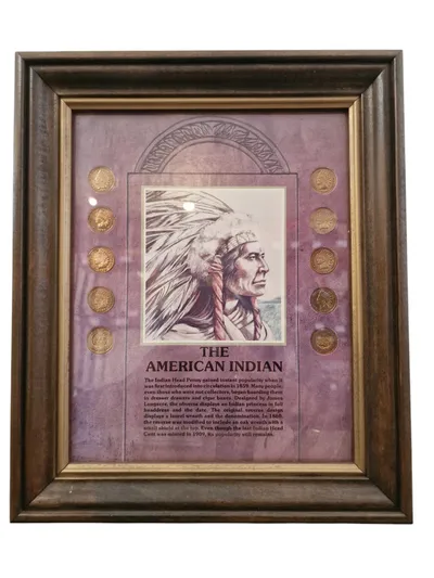 Tavle med historie og samling Indian Head penny’s