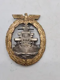 WWII German (Kriegsmarine) HIGH SEAS FLEET WAR BADGE. (Flotten-Kriegsabzeichen), vanvittig postwar