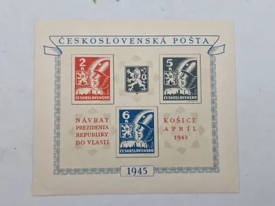 Frimærke ark - Tjekkoslovakiet 1945