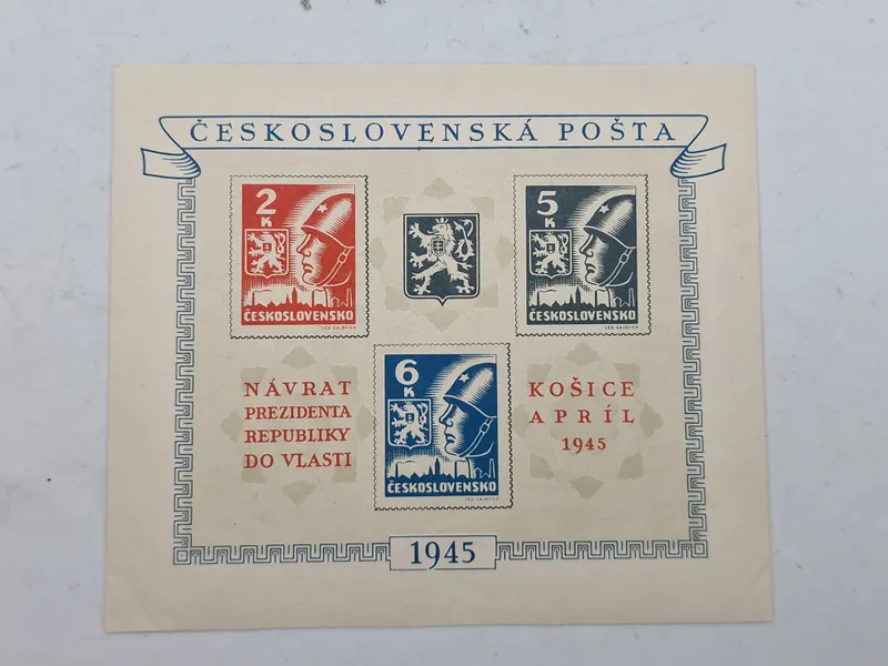Frimærke ark - Tjekkoslovakiet 1945