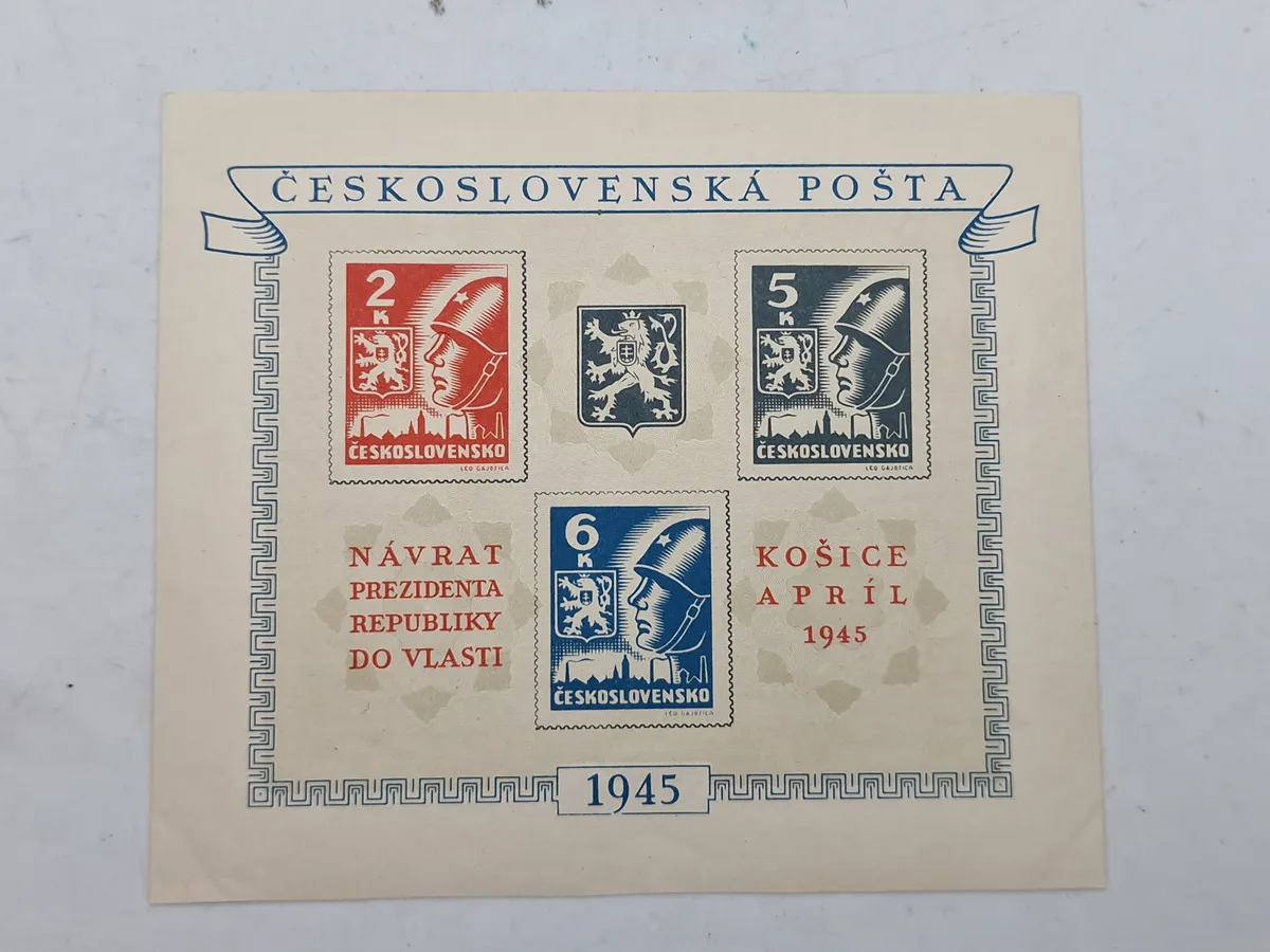 Frimærke ark - Tjekkoslovakiet 1945