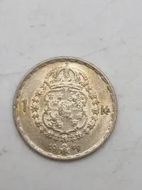 Sølvmønt svensk 1kr. 1948 - 1949 - 7gram