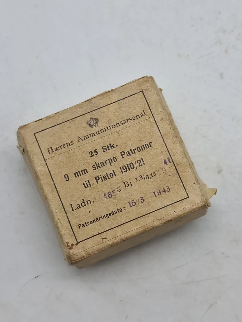 Original æske for patroner til pistol 1910/21