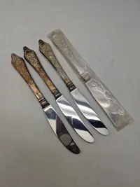 Samling knive i originale æsker - pletsølv