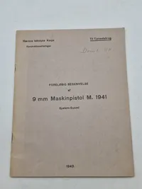 Foreløbig beskrivelse af 9 mm maskinpistol M/41