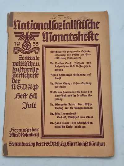 Originalt nationalsocialistisk månedshæfte - ww2