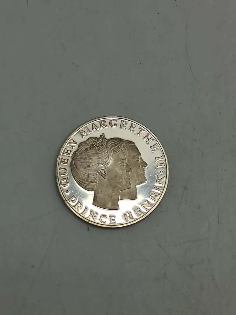 Original dansk sterlingsølv mønt - Det royale besøg i Storbritannien