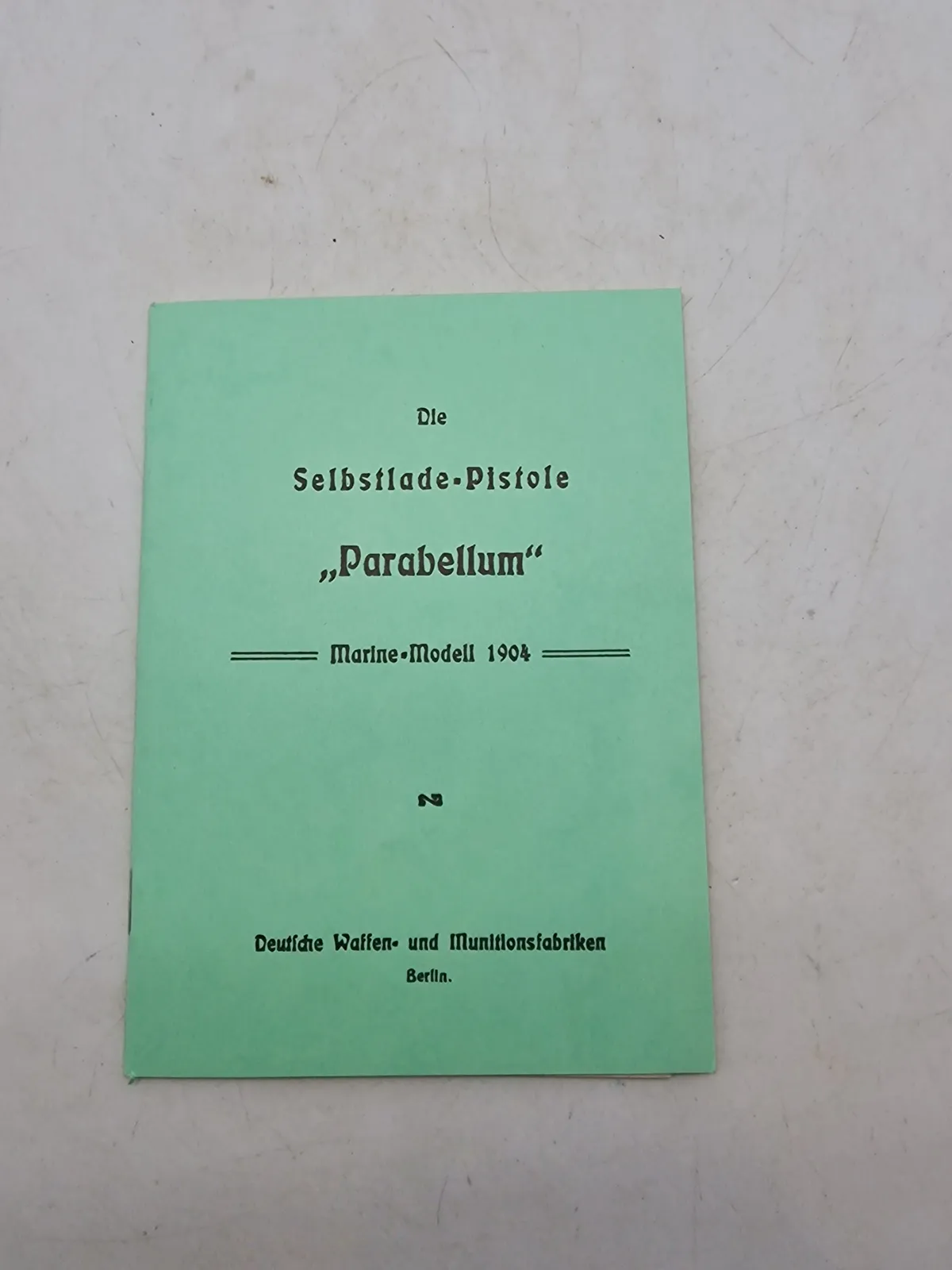 Instruktions manual for Luger marine model 1904 - genoptryk