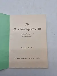 Tysk instruktions manual for MP40 maskinpistol -genoptryk