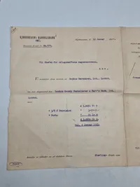 Original faktura sendt fra Handelsbanken til chefen for orlogsværftet i 1921