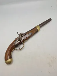 Belgisk militær perkussions rytterpistol, som dansk Ringhanepistol