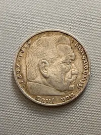Original tysk 5 mark af sølv